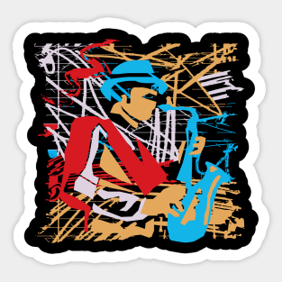 Saxophone Musician Abstract Style Sticker